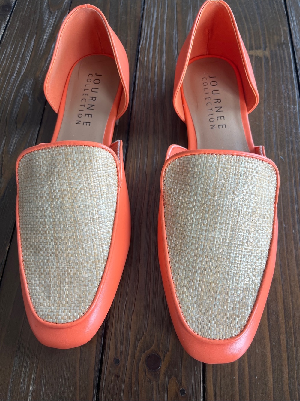 Journee Collection Coral Loafers with Natural Raffia Panel